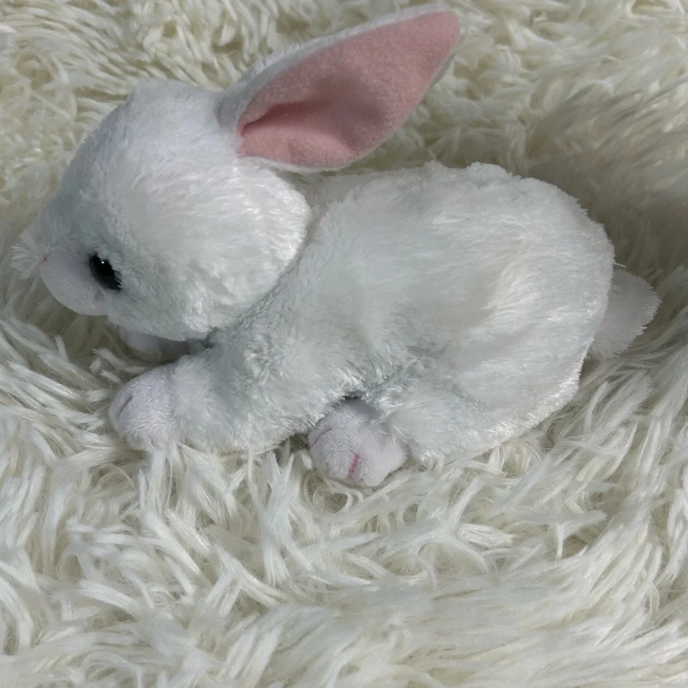 Ty Cotton White and Pink Plush Bunny Toy